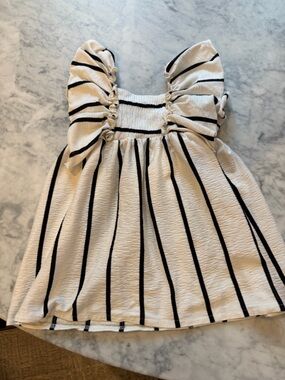 Zara Cream and Black Striped Kids Dress